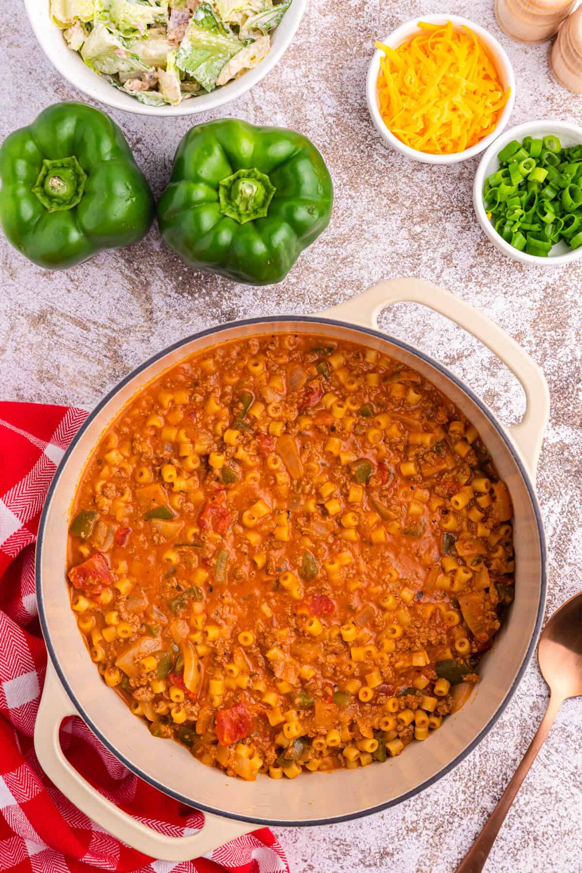 Unstuffed Pepper Pasta in a dutch oven.