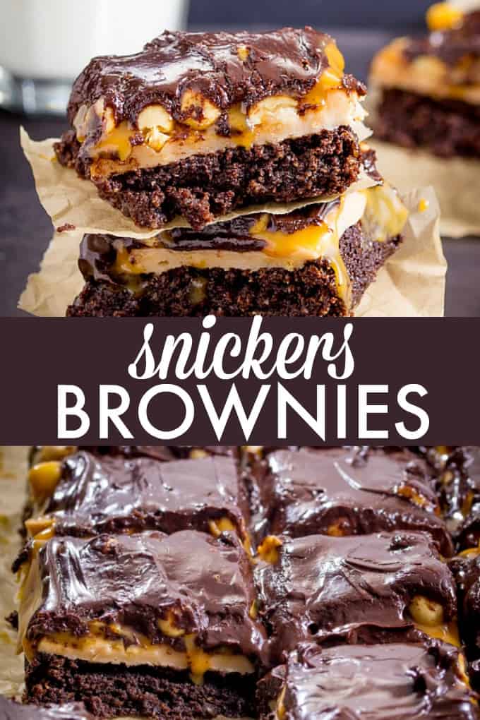 Snickers Brownies - Delicious AND gluten free! This decadent dessert recipe is a chocolate lover's dream with layers of nougat, peanuts, and caramel over a rich, moist brownie.