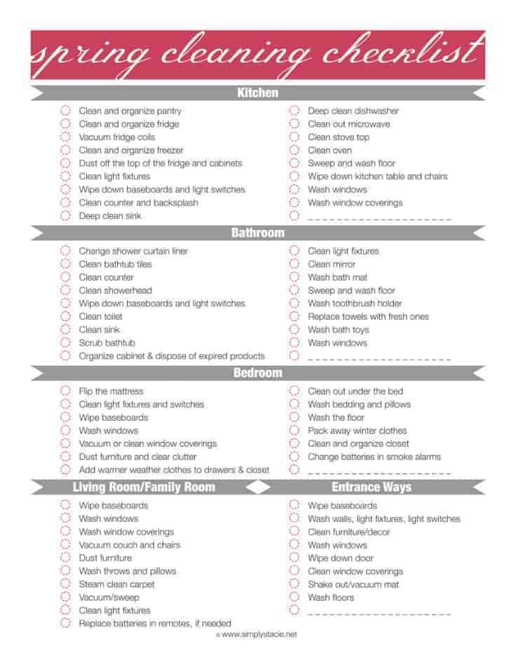 Spring Cleaning Checklist - Don't get overwhelmed by Spring cleaning! Use this free checklist to stay organized and motivated.