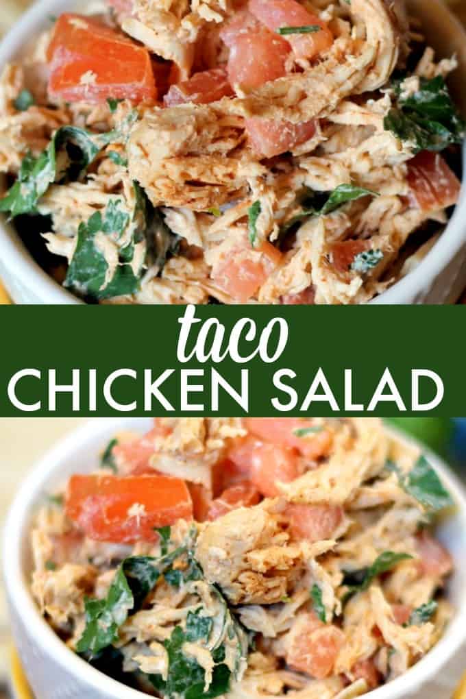 Taco Chicken Salad - The best Mexican meal prep! This salad recipe is full of fresh (and hot!) ingredients like jalapenos, chili powder, cumin, cilantro and more. Stuff this spicy chicken salad in tortillas, put it on a sandwich, or enjoy it with crackers or tortilla chips.