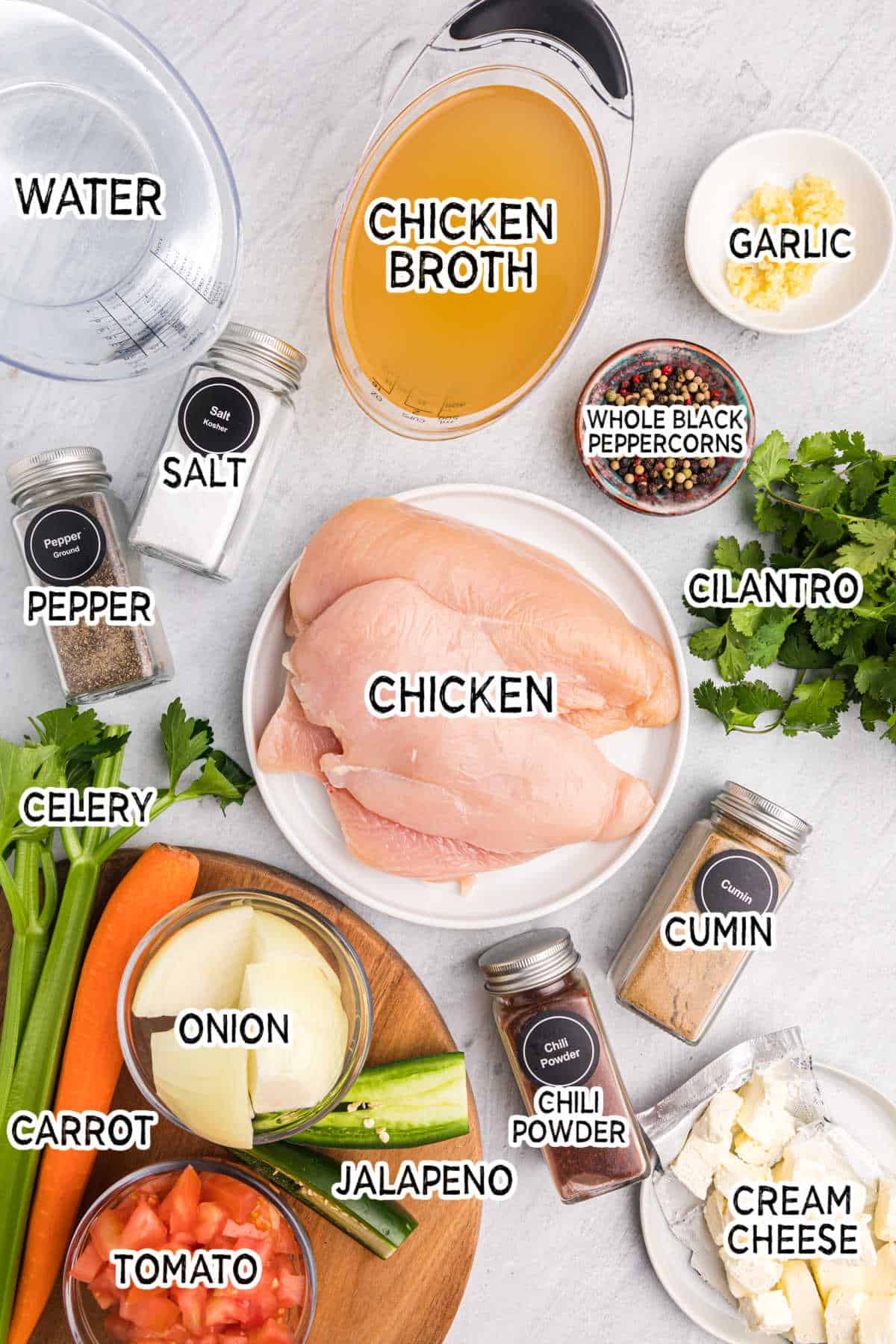 Ingredients to make taco chicken.