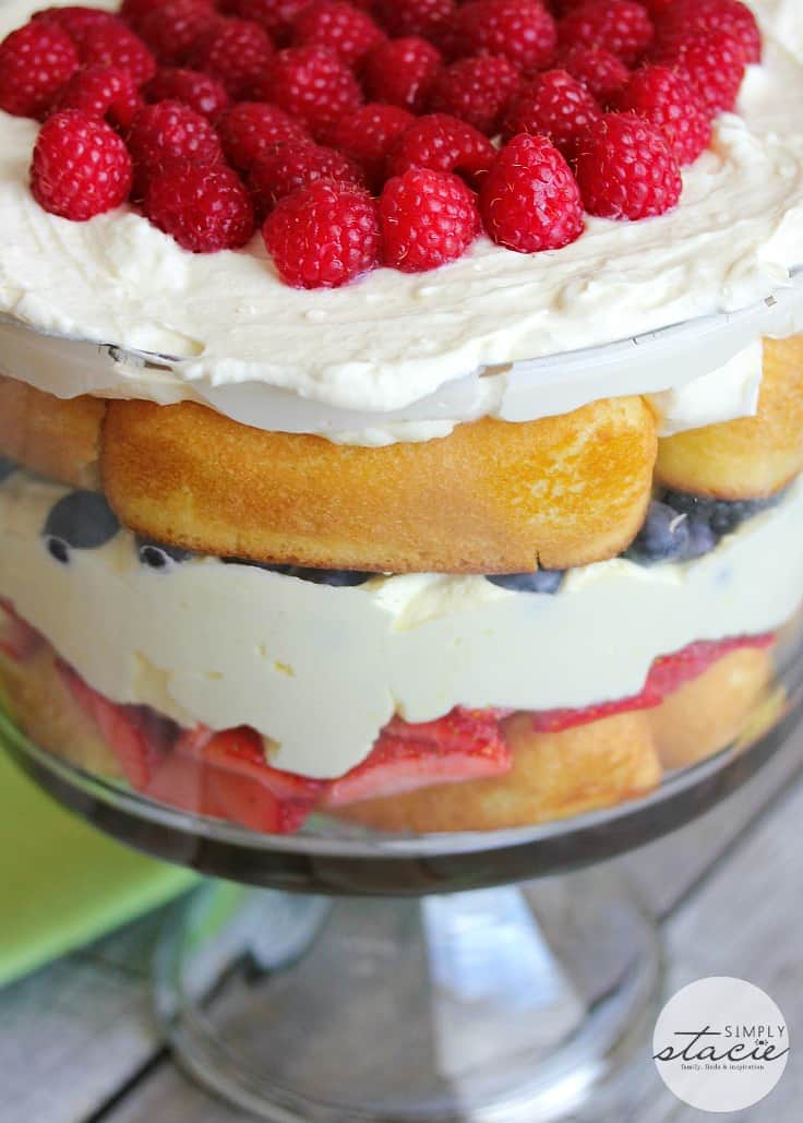 Berry Cheesecake Trifle - Made with Twinkies, lemon and vanilla cheesecake filling and loads of fresh berries!