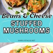 Bean and Cheese Stuffed Mushrooms collage pin.