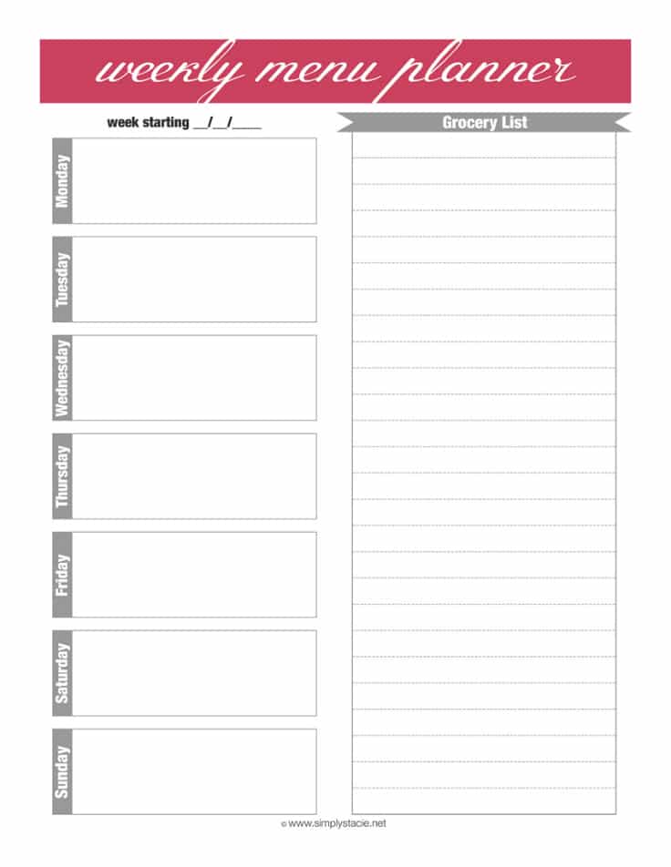 weekly menu planner printable simply stacie weekly food planner printable