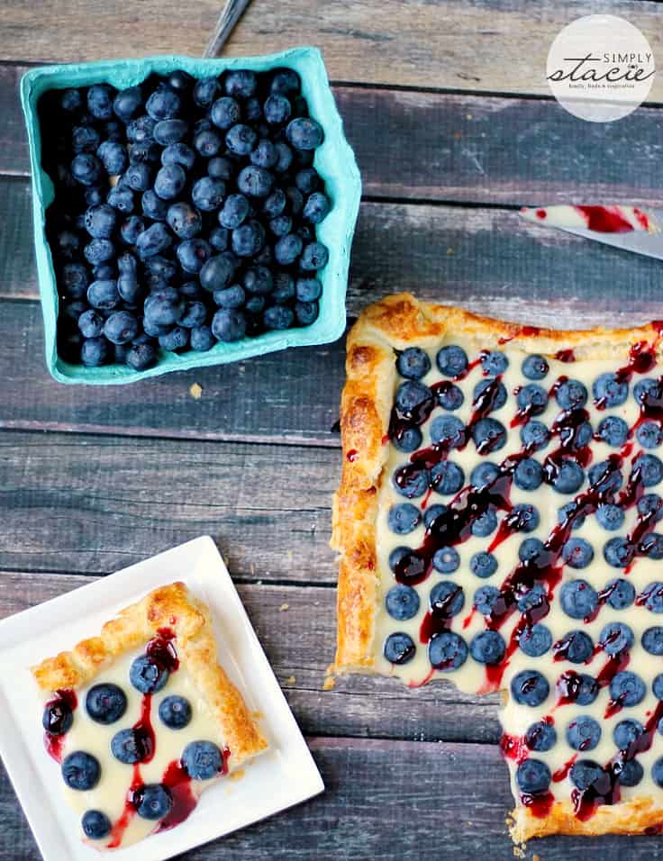 Rustic Blueberry Lemon Tart - A fruity tart that's beautiful and delicious! The light, fluffy puff pastry is the perfect canvas for luscious lemon curd and fresh blueberries.