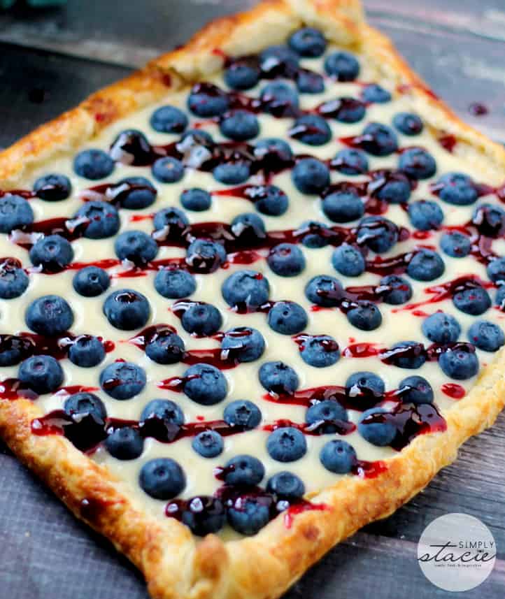 Rustic Blueberry Lemon Tart - A fruity tart that's beautiful and delicious! The light, fluffy puff pastry is the perfect canvas for luscious lemon curd and fresh blueberries.