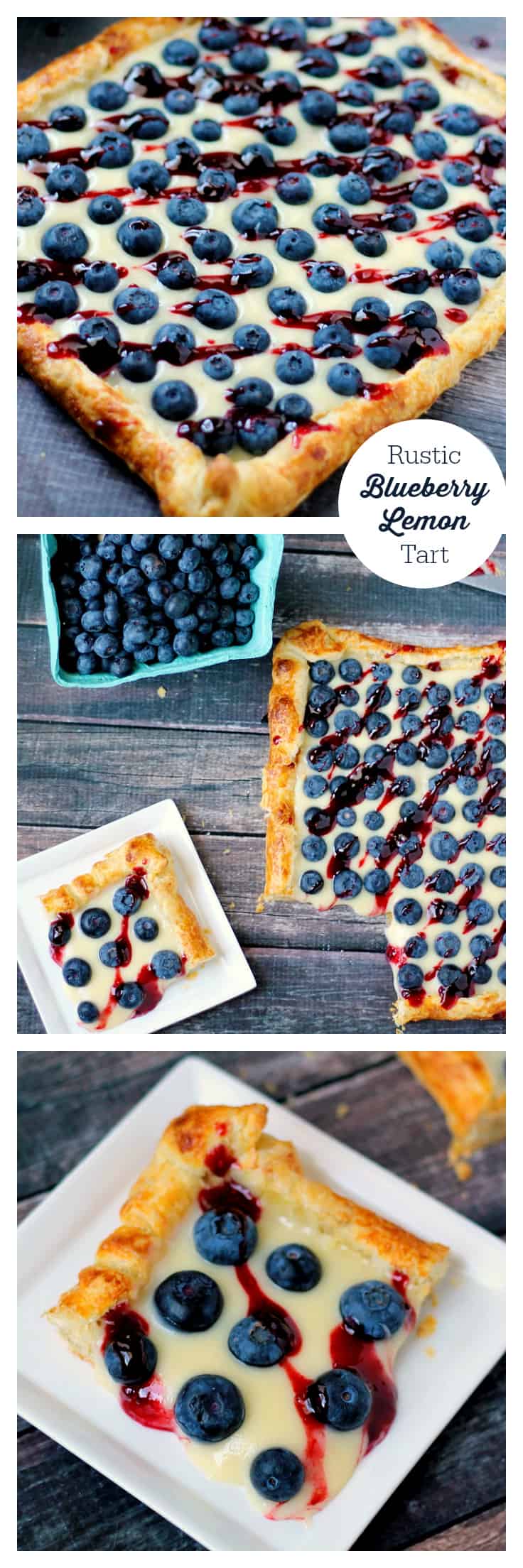 Rustic Blueberry Lemon Tart - A fruity tart that's beautiful and delicious! The light, fluffy puff pastry is the perfect canvas for luscious lemon curd and fresh blueberries.