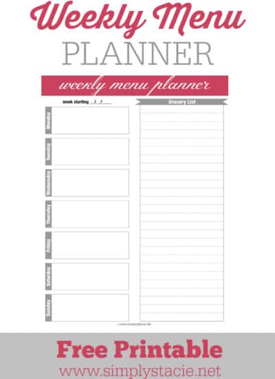 Weekly Menu Planner Printable