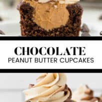 chocolat peanut butter cupcakes collage