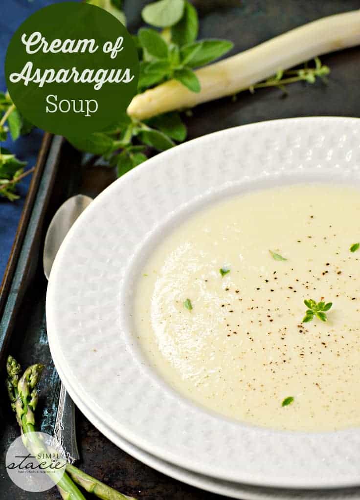 Cream of Asparagus Soup - The best creamy soup! This white asparagus bisque is seasoned with shallots and super rich with heavy cream.