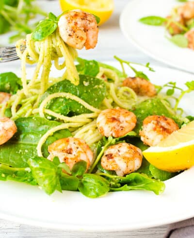 Garlic Shrimp with Chilli Pesto Pasta