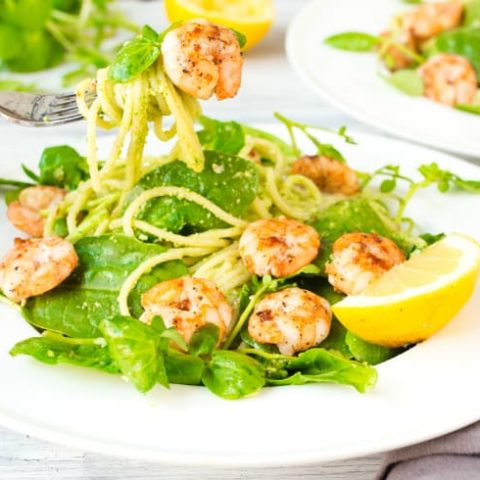 Garlic Shrimp with Chilli Pesto Pasta