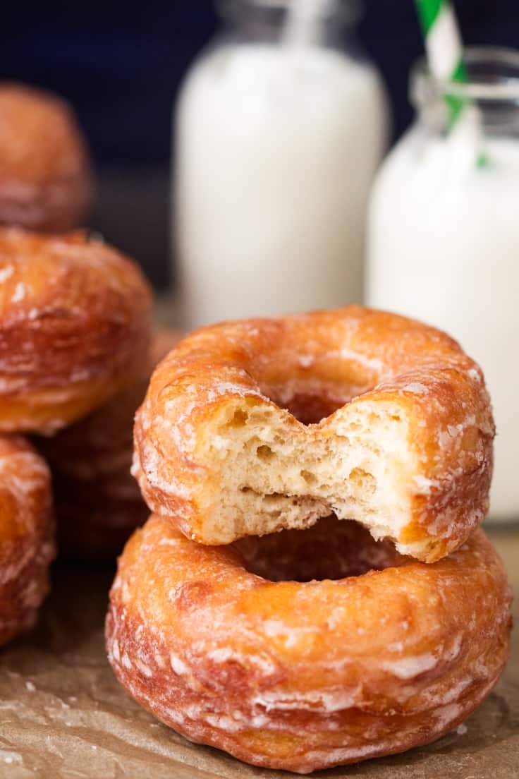 Glazed Donuts - Like biting a cloud! Great with coffee or as dessert, this homemade donut recipe is perfect morning, noon, or night! 