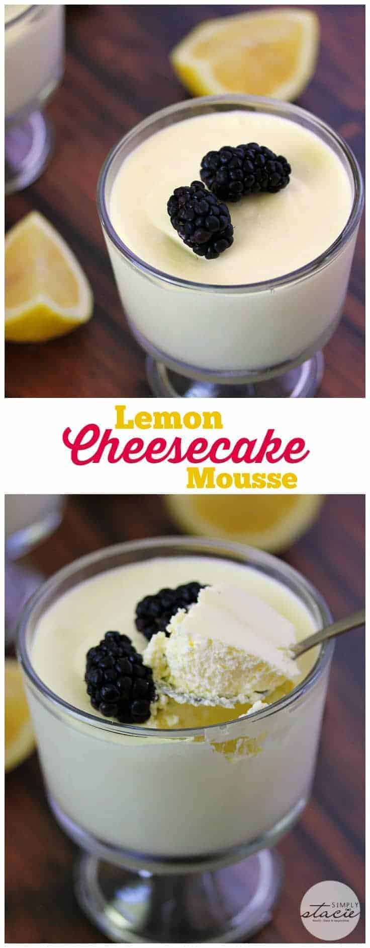 Lemon Cheesecake Mousse - a delightful no-bake dessert made with only three ingredients! Each bite is rich, creamy and packed with flavor!