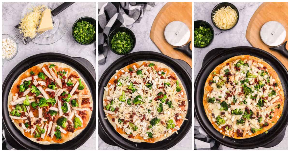 Ingredients to make sweet chili chicken thai pizza.