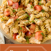 Bruschetta Chicken Pasta Salad - the perfect summer side! People rave about how delicious this recipe is.