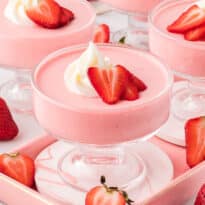 The recipe in a parfait dish.