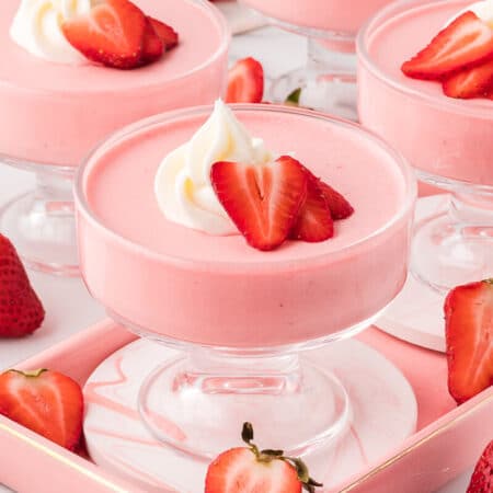 The recipe in a parfait dish.