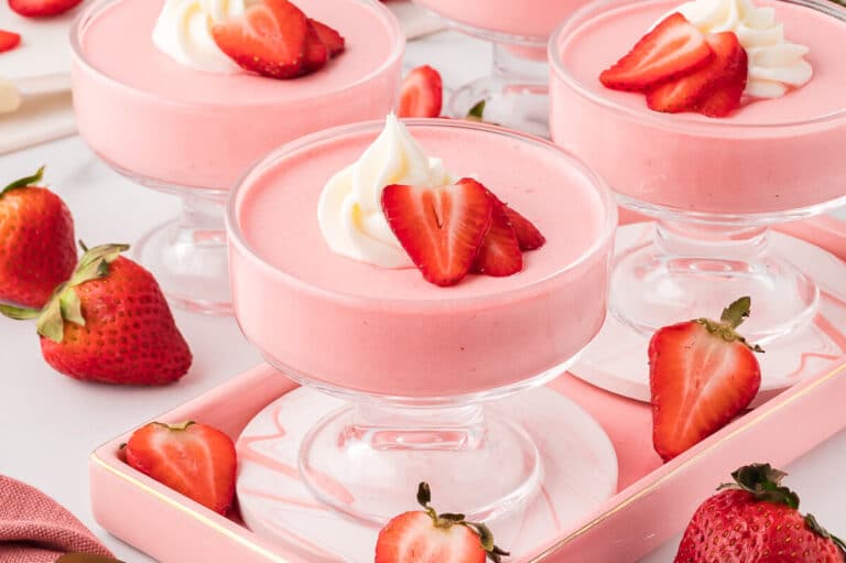 The recipe in a parfait dish.