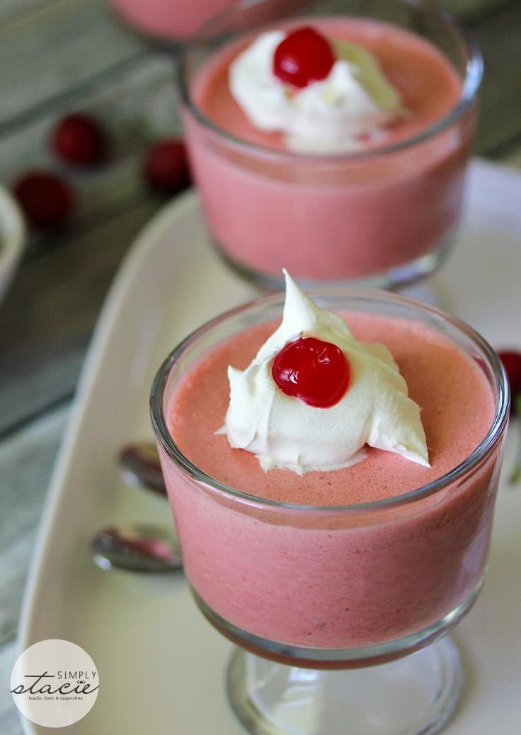 Cherry Mousse - This velvety, no-bake dessert is perfect for parties. Try this sweet whipped cherry treat with a dollop of whipped cream for the perfect summer sweet dish!