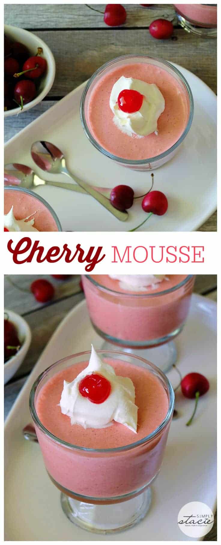 Cherry Mousse - This velvety, no-bake dessert is perfect for parties. Try this sweet whipped cherry treat with a dollop of whipped cream for the perfect summer sweet dish!