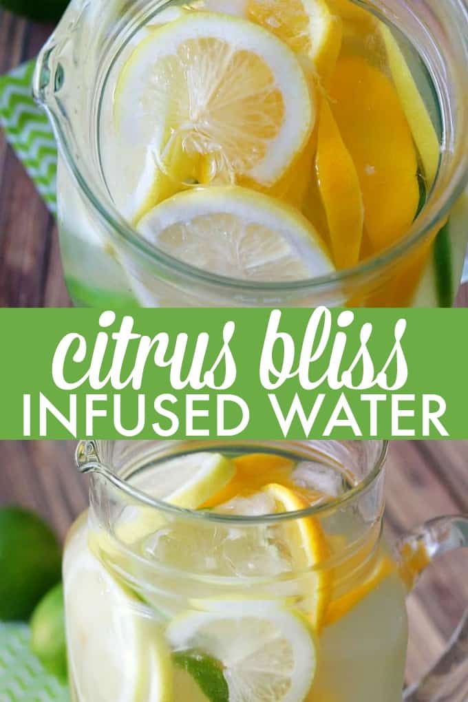 Citrus Bliss Infused Water - ta odświeżająca Woda jest idealnym sposobem na wzmocnienie zwykłej wody. Świeże plastry cytryny, limonki i pomarańczy pomagają zachować nawilżenie i zdrowie!