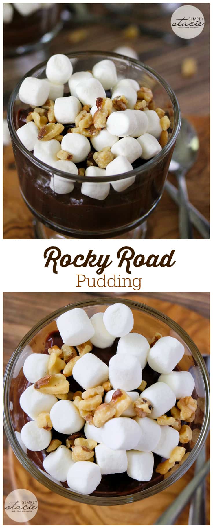 Rocky Road Pudding - Indulge in this decadent chocolate dessert made with creamy homemade chocolate pudding and topped with marshmallows and walnuts!