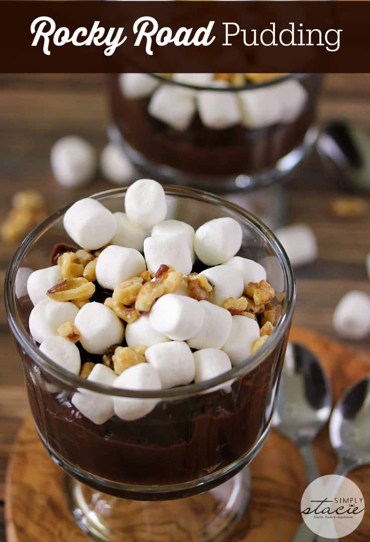 Rocky Road Pudding - Indulge in this decadent chocolate dessert made with creamy homemade chocolate pudding and topped with marshmallows and walnuts!