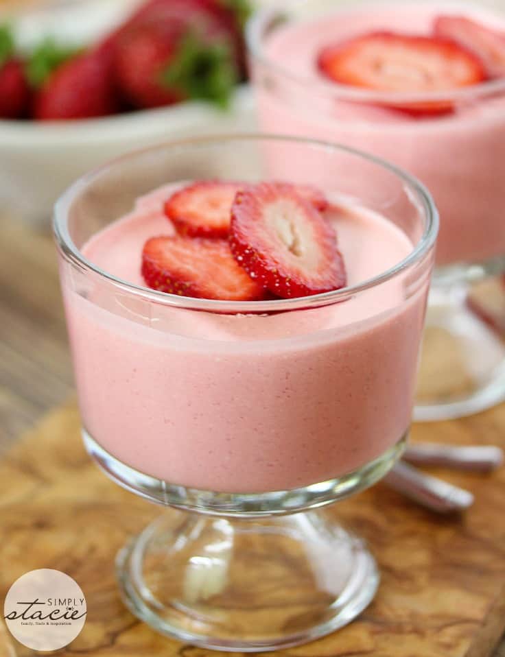 Strawberry Mousse - This light, fluffy strawberry dessert screams summer. Top more sweet treats with this delicious mousse or enjoy it alone.