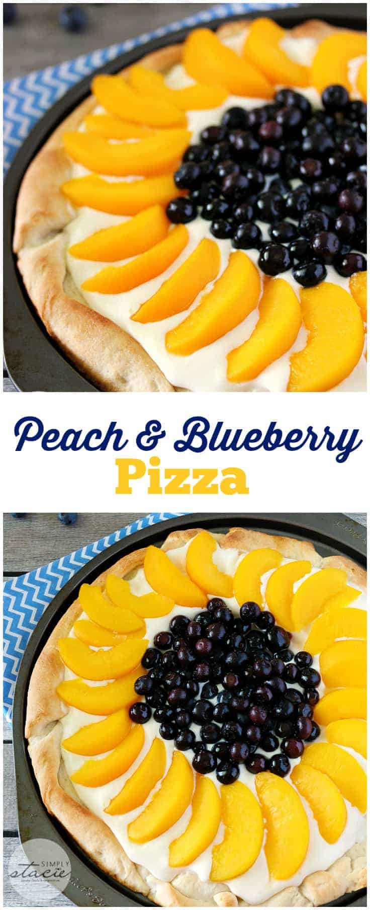 Peach & Blueberry Pizza - The freshest dessert pizza! This easy recipe is a visual party pleaser and tastes great.