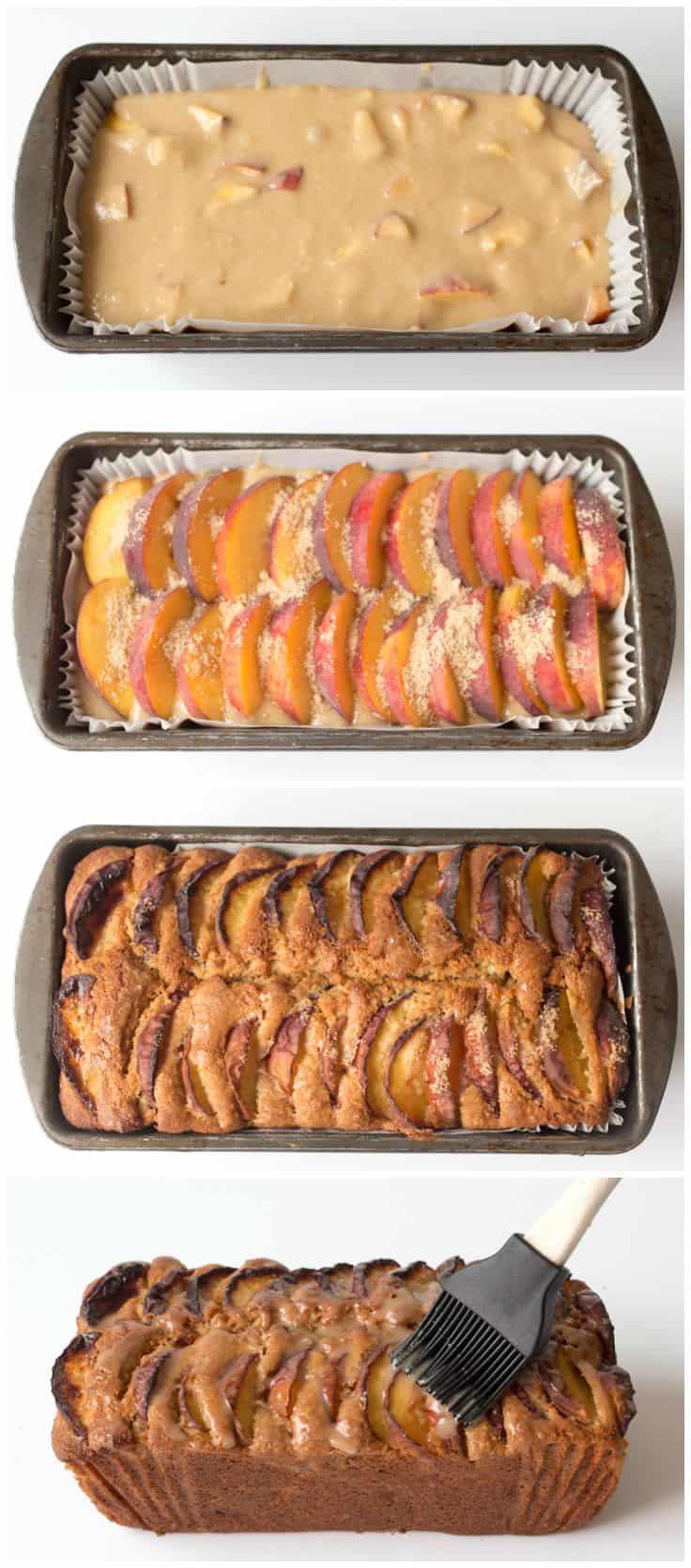 Peach Bread - Great bread for all hours! This easy, fruity loaf is the best peach baked treat out there glazed with brown sugar goodness.