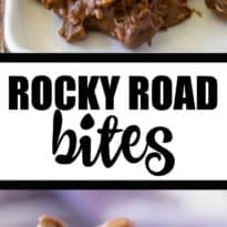 Rocky Road Bites - No-bake dessert alert! These sweet kitchen sink treats are covered in peanut butter PLUS chocolate and filled with gooey marshmallows and a crunchy surprise.