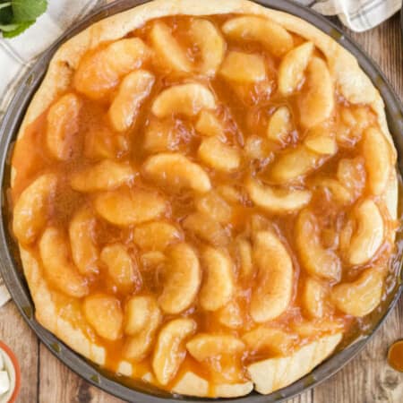 Caramel Apple Pizza - sticky, sweet and so indulgent, this Caramel Apple Pizza recipe is one you will want to make time and again.