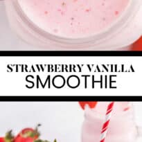 Strawberry Vanilla Smoothie - This delicious and creamy smoothie stays ice cold using convenient frozen strawberries, vanilla yogurt and milk.