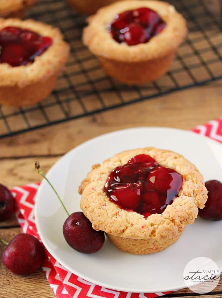 Cherry Cake Cups - These are just like handheld cherry pies, but with a cake crust! Tangy and delicious, it's hard to stop at just one.