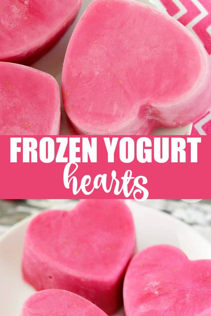 Frozen Yogurt Hearts - A sweet frozen treat! This easy recipe can be made with whatever fruit you have on hand, so it's always a different dessert.