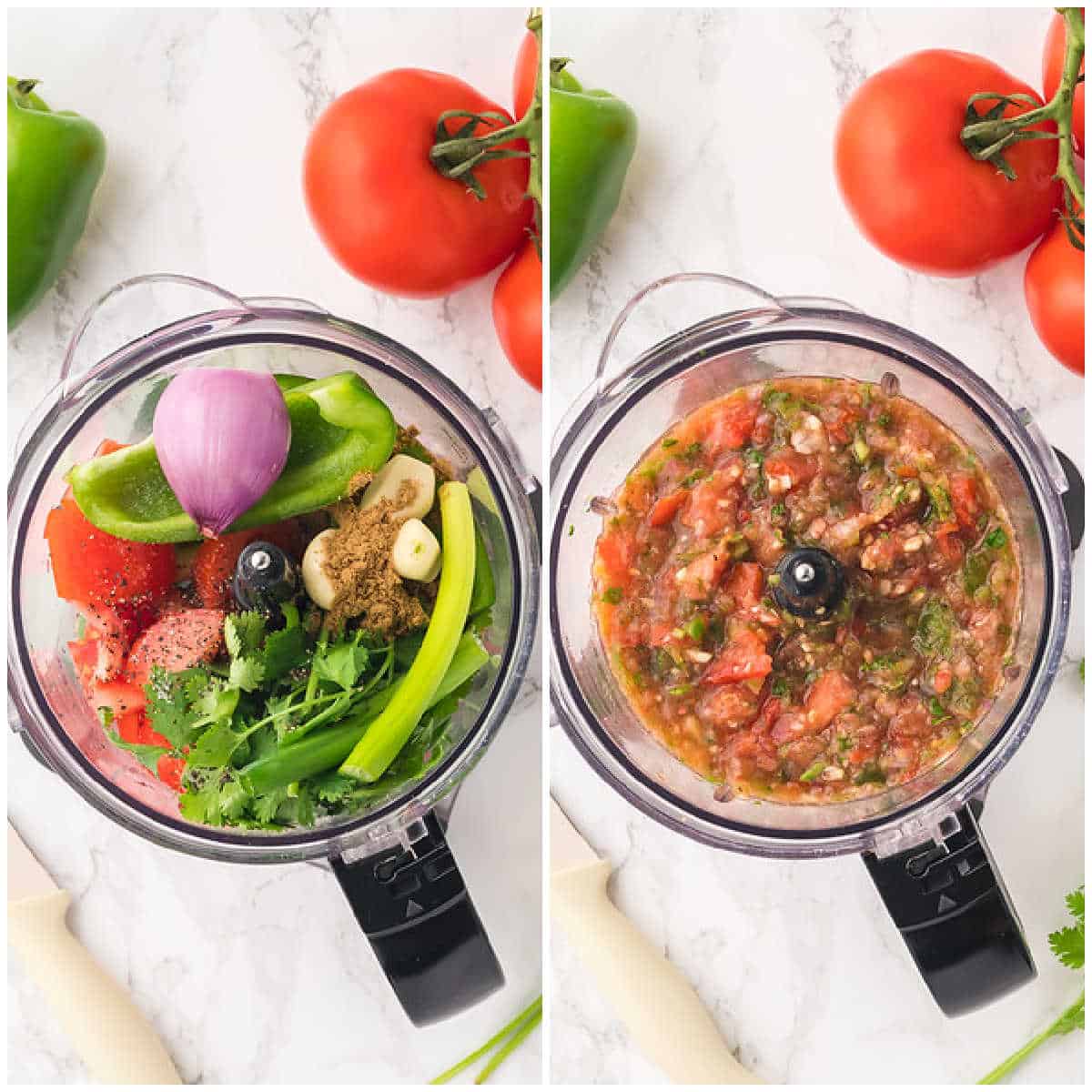 Steps to make garden salsa.