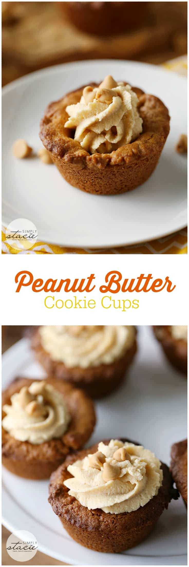 Peanut Butter Cookie Cups - Super easy dessert! There's so much peanut butter flavor packed into these little cookie cups.