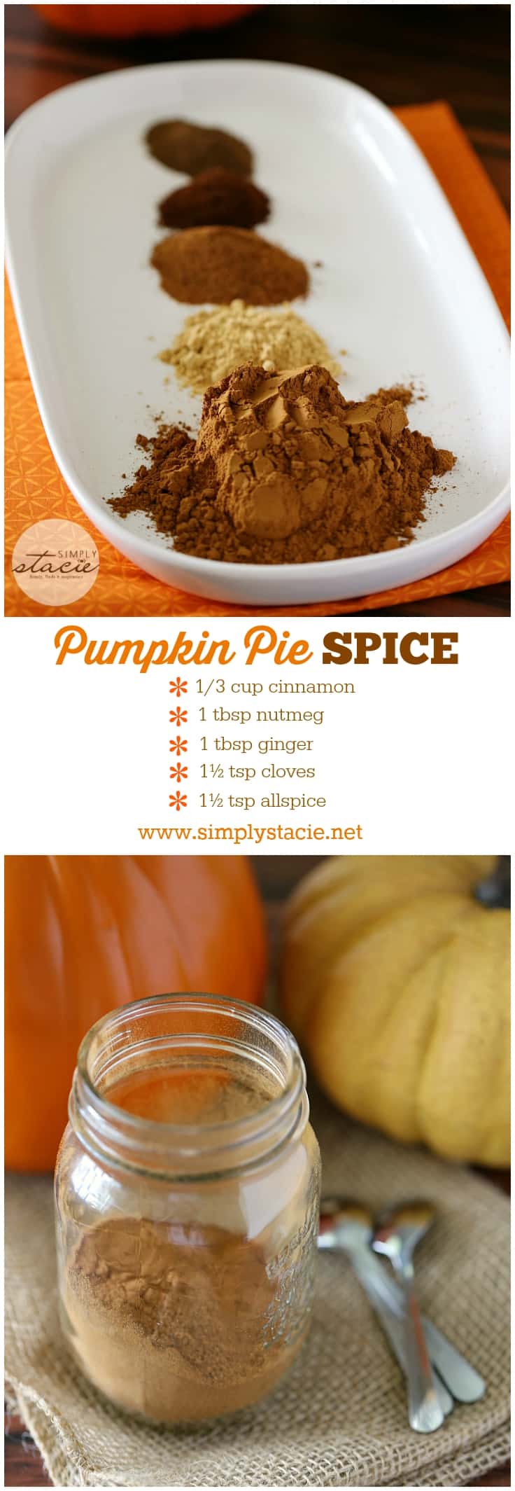 Homemade Pumpkin Pie Spice - Why buy when you can make your own? This homemade pumpkin pie spice recipe is frugal, easy and perfect to flavor your favorite pumpkin desserts!