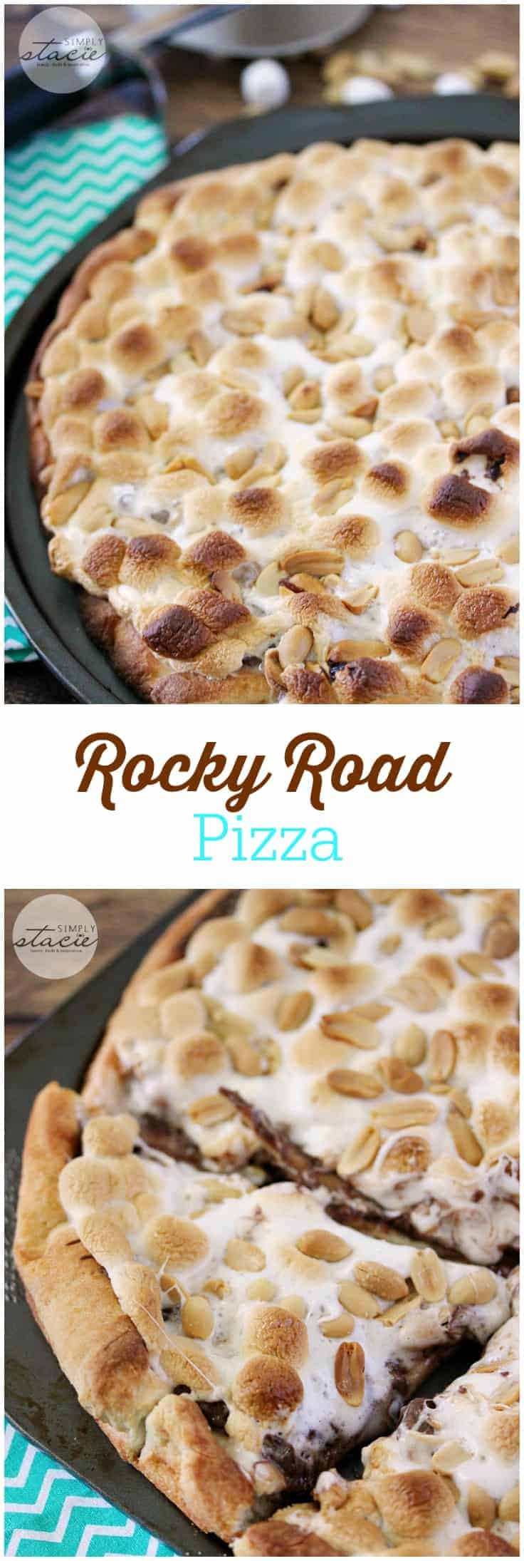 Rocky Road Pizza - Decadent dessert pizza! This pizza is loaded with creamy Nutella, toasted marshmallows, and crunchy peanuts.