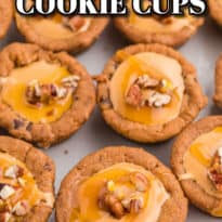 caramel cookie cups on a white plate