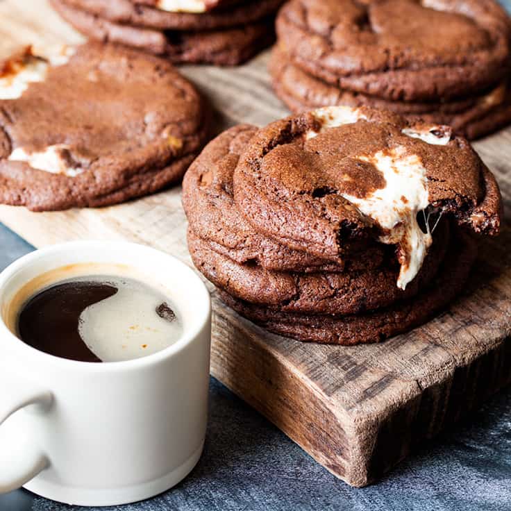 Chewy Chocolate Nougat Cookies - These chocolatey cookies SCREAM candy bar! These fluffy nougat delights are like biting into a cloud.