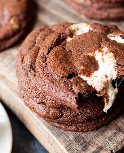 Chewy Chocolate Nougat Cookies