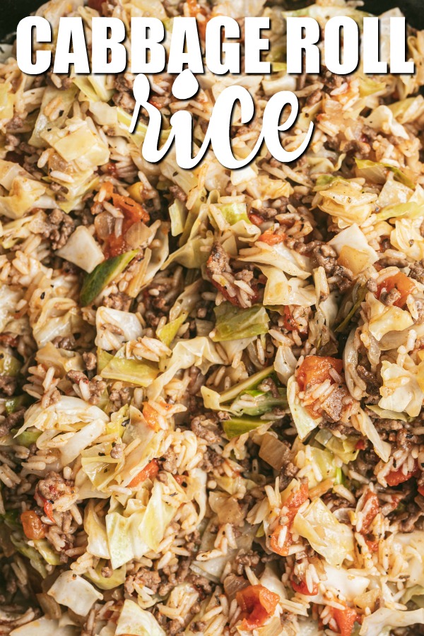 Cabbage Roll Rice - The perfect one-pot dinner! This delicious rice dish is filled with cabbage, ground beef, and a host of seasonings.