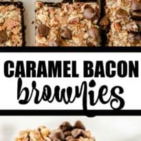 Caramel Bacon Brownies - Bacon for the win in this chocolatey treat! This dessert recipe is rich, sweet and easy to make.