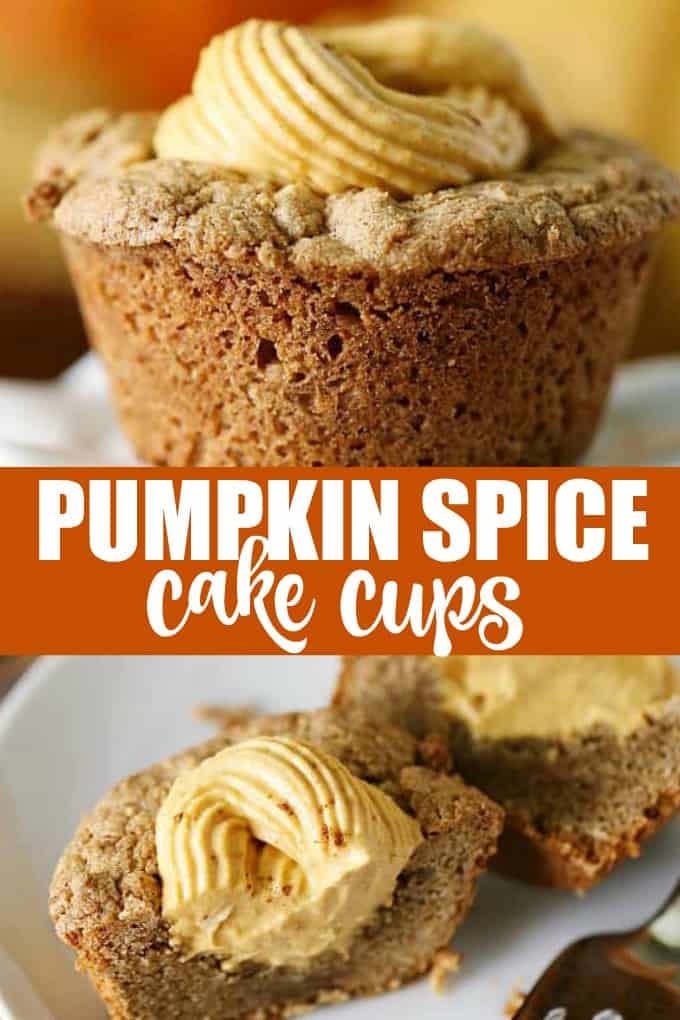 Pumpkin Spice Cake Cups - Calling all pumpkin spice lovers! These delicious spice cake cups are filled to the brim with sweet pumpkin spice cheesecake filling for a delicious and decadent fall dessert.