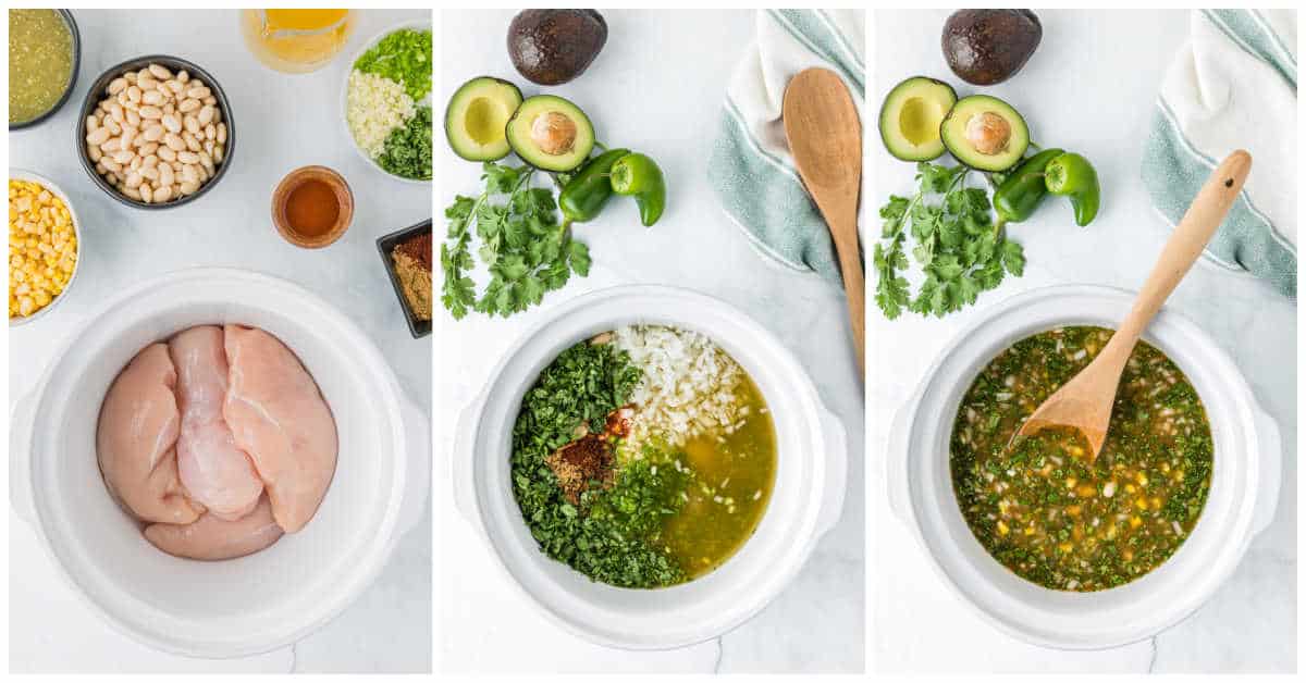 Slow Cooker Verde Chicken Chili steps to make.