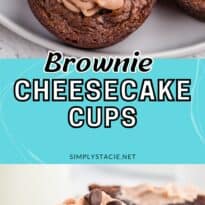 Brownie cheesecake cups collage pin.