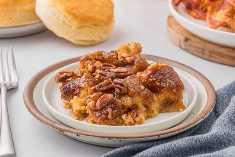 A slice of the recipe on a plate.