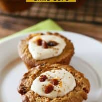 Carrot Cake Cups - Take a box of cake mix to a whole new level with this recipe for Carrot Cake Cups! The cream cheese filling is smooth, sweet and perfect.